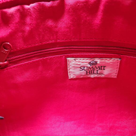 Summit Hill Leather Clutch Purse Solid Red Zip Top Holiday Handbag Vintage - Picture 2 of 8